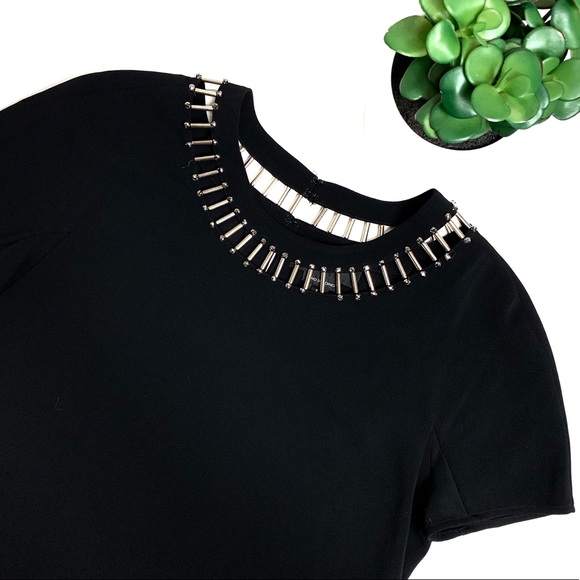 St. John Couture Black Hand Beaded Tunic Blouse - Picture 1 of 8